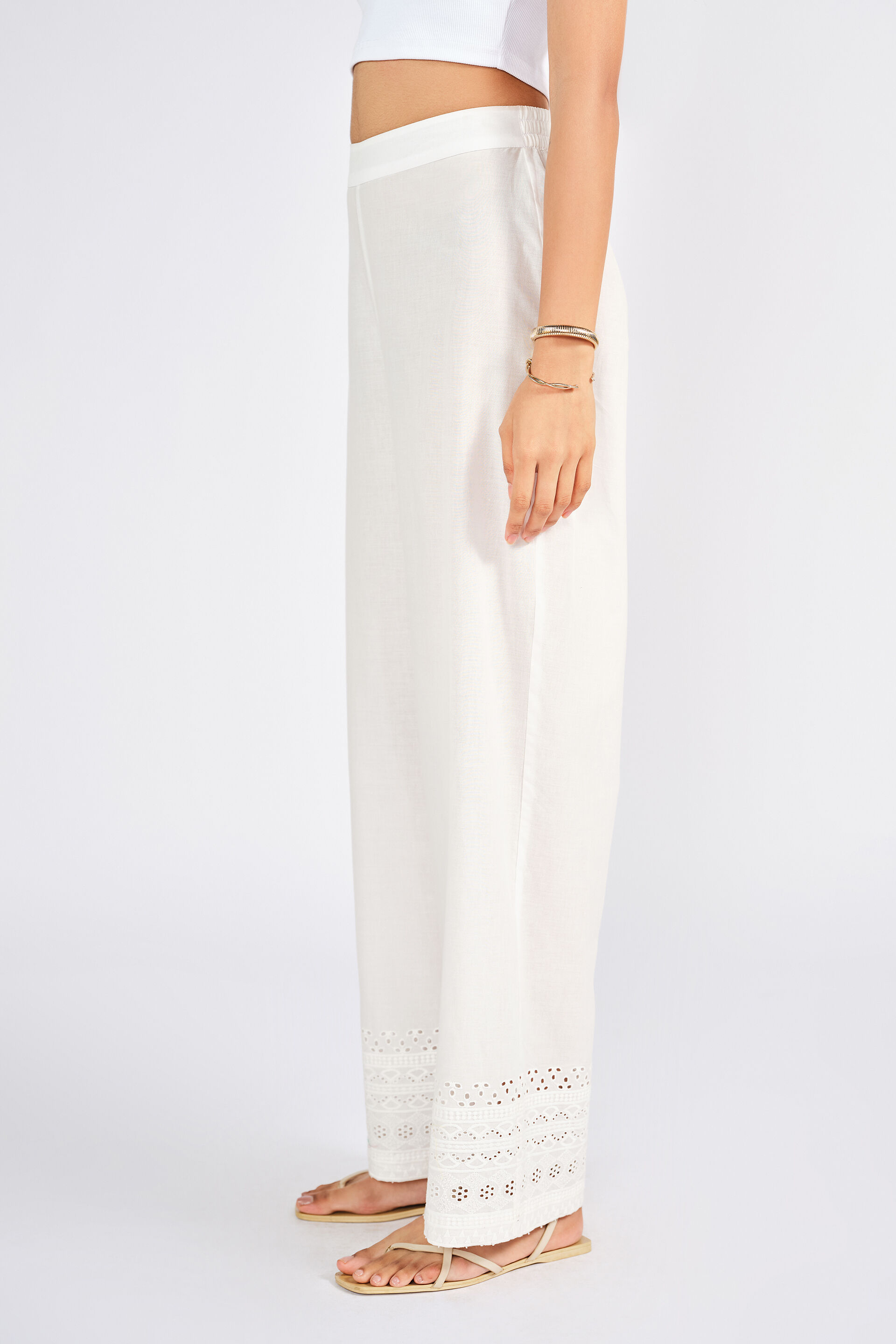 Comfortable Flare Pants, White, image 2